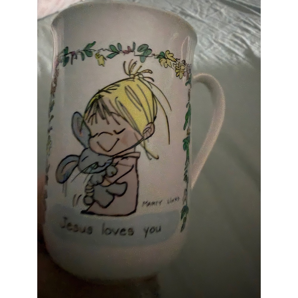 Vintage Marty Links Jesus‎ Loves You Mug Papel Freelance Mark Twain Quote White